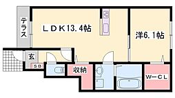 サンシャイン 1LDKの間取図画像