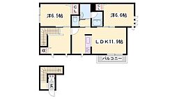 プロヌーブ東山 2SLDKの間取図画像