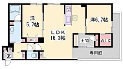 シャーメゾングラン今在家 2LDKの間取図画像