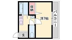 アルコラカーサ飾磨細江 1Kの間取図画像
