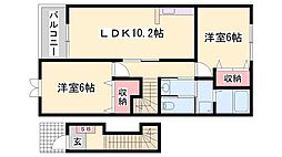 アウローラMB棟 2LDKの間取図画像