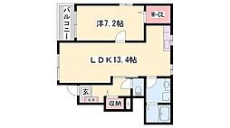 ビオラ・フィオーレ・辻井 1LDKの間取図画像