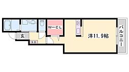 メゾンロングフィールド 1Kの間取図画像