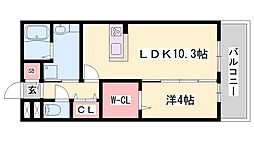 ヴィラウィステリア広畑 1LDKの間取図画像