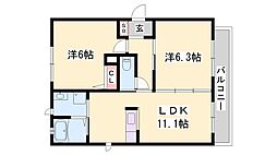 パストラル堂本 2LDKの間取図画像