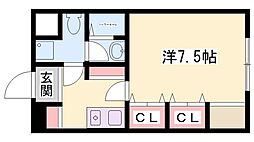ベルトピア飾磨 1Kの間取図画像