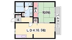 ハッピーバード市川 1LDKの間取図画像