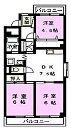 龍宮ハイツ 3DKの間取図画像