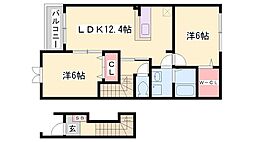 フェリア香呂B 2LDKの間取図画像