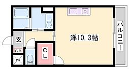 インタービレッジ下手野 ワンルームの間取図画像