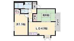 サニーハイツ高町 2LDKの間取図画像