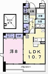 パークサイド明神 1LDKの間取図画像