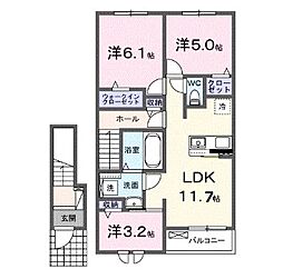 仮)グランベッセル3 2LDKの間取図画像