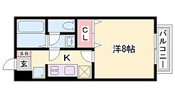 グランエスト 1Kの間取図画像