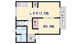 プリムローズA棟 2DKの間取図画像