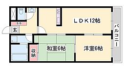 青山山田コーポ 2LDKの間取図画像