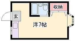 書写マンションB棟 ワンルームの間取図画像
