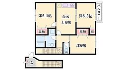 スカイコーポラス2 3DKの間取図画像
