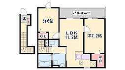 ロックロード 2LDKの間取図画像