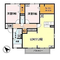 ハッピーロード佐土 2LDKの間取図画像