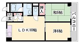 龍宮ハイツ 2LDKの間取図画像