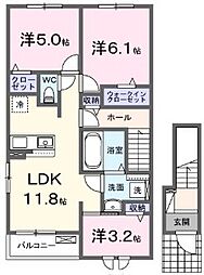 糸久レジデンス龍野　弐番館 2階2LDKの間取り