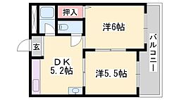 マンションまるか 2DKの間取図画像