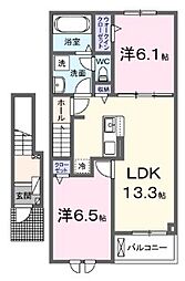 ノザンルリアン 2階2LDKの間取り