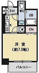 ラシュレエグゼ本町 4階1Kの間取り
