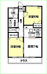 第70平成コーポA 2LDKの間取図画像