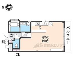 近鉄南大阪線 当麻寺駅 徒歩5分の賃貸アパート 2階ワンルームの間取り