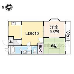 エスポワール神宮 1階2LDKの間取り