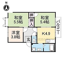 コスモス結崎B 3Kの間取図画像
