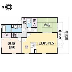 グリーンヴィレッジあいB 2LDKの間取図画像