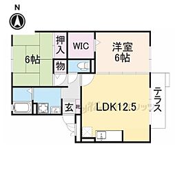 ロイヤルガーデン上牧A棟 2LDKの間取図画像