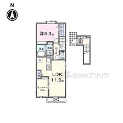 ファインビレA 1LDKの間取図画像
