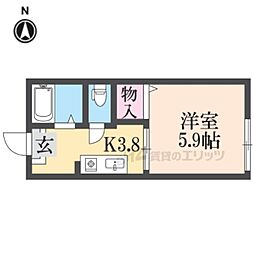 グリーンハイツB 1Kの間取図画像