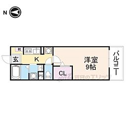 コモドビラN2 1Kの間取図画像