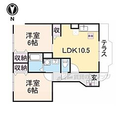 グランソレイユC 2LDKの間取図画像