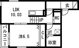 リヴェール神郷 1LDKの間取図画像