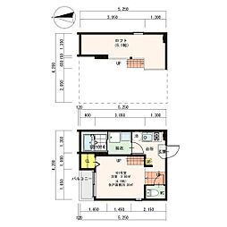 ハーモニーテラス荒中町2 1Kの間取図画像