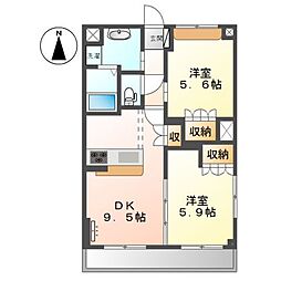 リセスヴィレッジ 2DKの間取図画像