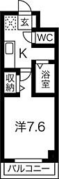 パークサイド錦 1Kの間取図画像