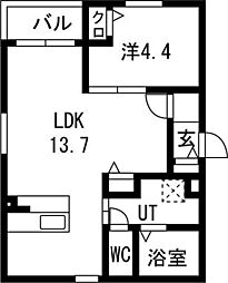 アークレジデンス中村日赤 101 1階1LDKの間取り