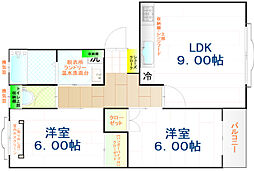 スペーシャスハイツA 2LDKの間取図画像