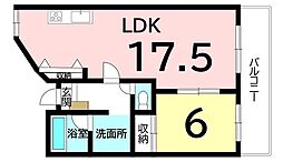 アパガーデンコート鳳西弐番館 1LDKの間取図画像