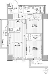 グランシャルール武蔵境 1LDKの間取図画像