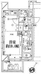 グランステイツ横濱 7階ワンルームの間取り