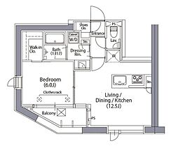 JR山手線 秋葉原駅 徒歩13分の賃貸マンション 7階1LDKの間取り