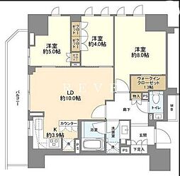 JR中央線 四ツ谷駅 徒歩10分の賃貸マンション 8階3LDKの間取り